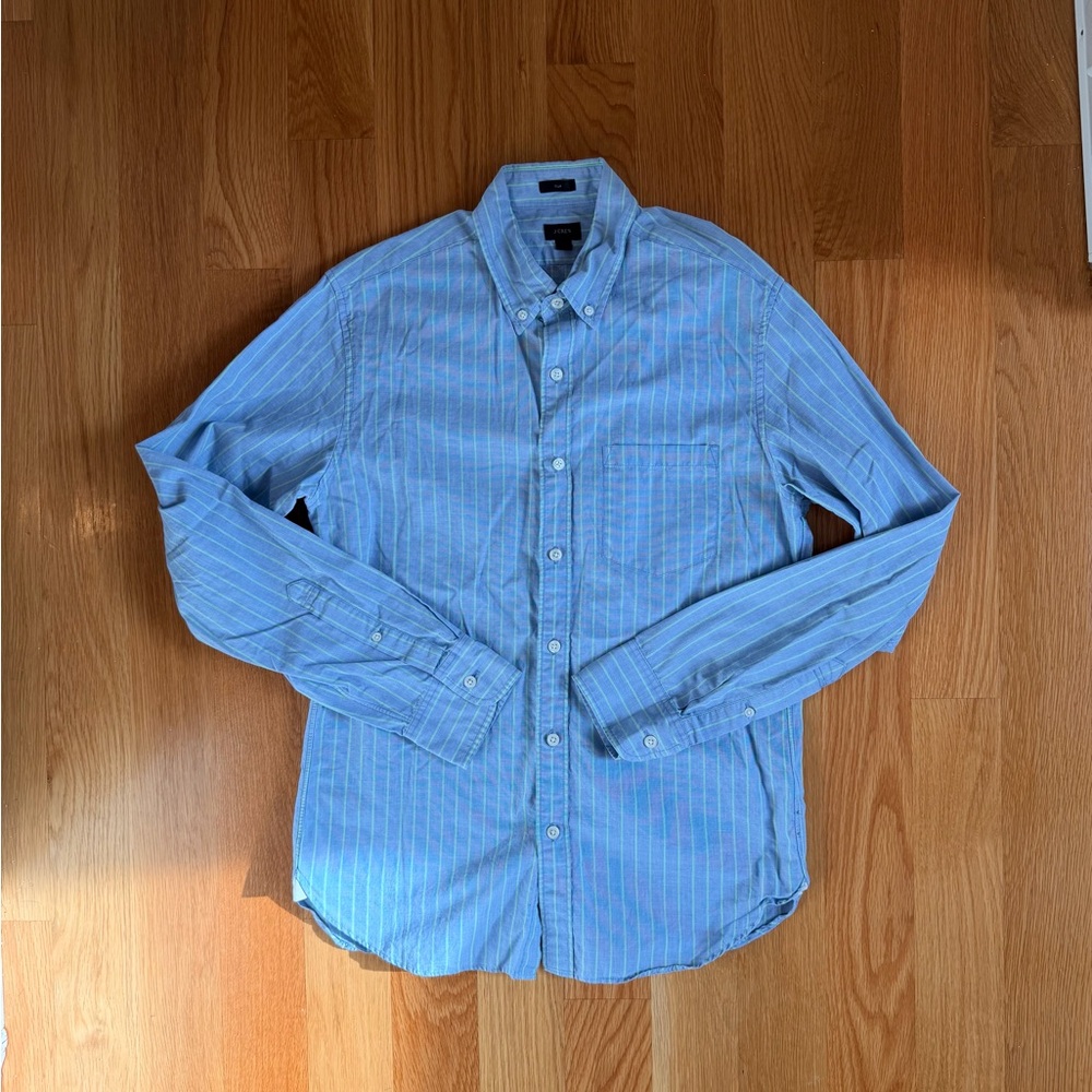 J. Crew Light Blue Pinstripe Casual Shirt